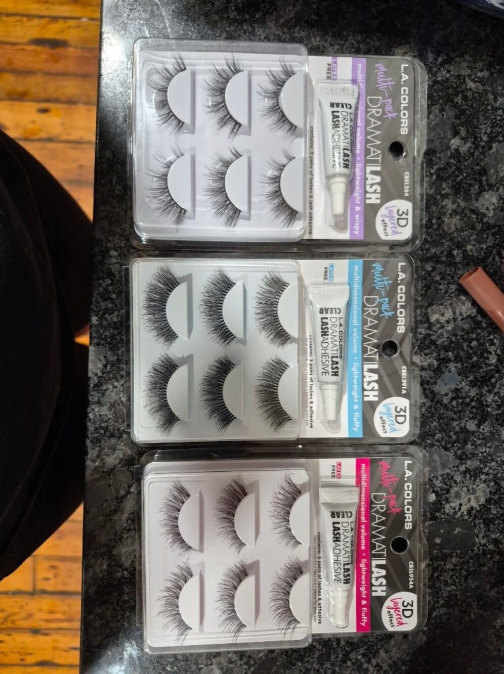 L.A. Colors 3-Pair Dramatic False Eyelashes - Black